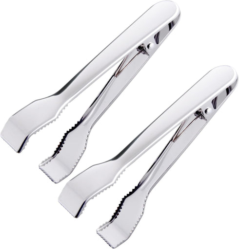 Ice Tongs for Ice Bucket 6-3/4 Inch - Set of 2 Premium 18/8 Stainless Steel Tongs with Teeth