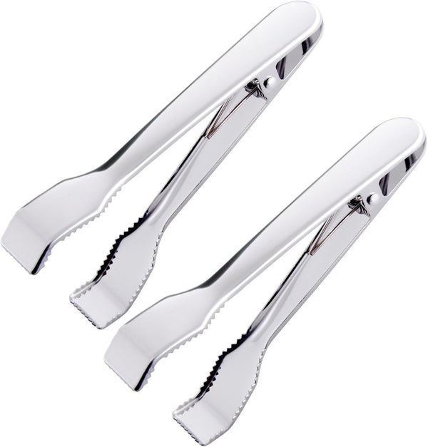 Ice Tongs for Ice Bucket 6-3/4 Inch - Set of 2 Premium 18/8 Stainless Steel Tongs with Teeth
