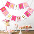 Roseo Pink Happy Birthday Banner Signs, Golden Sparkle Funny Party Supplies for Girls, 13 Pieces