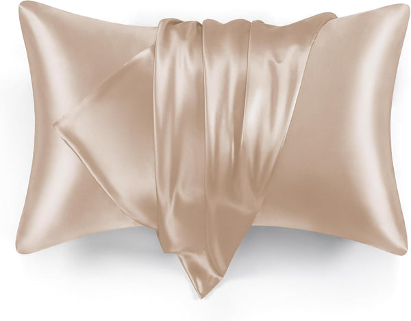 Love's Cabin Satin Pillowcase Set of 2 for Hair and Skin, Queen Size 20x30 Inches, Taupe, Cooling Pillow Cover