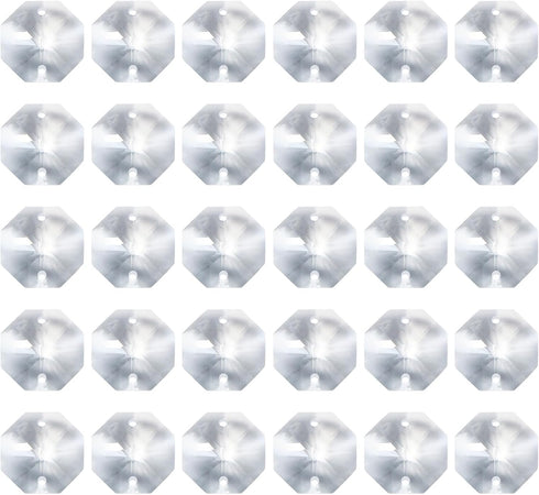 PATIKIL K9 Crystal Octagon Beads 2 Holes Pendants, 60 Pack 20mm Chandelier