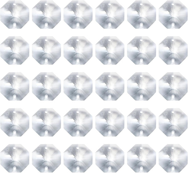 PATIKIL K9 Crystal Octagon Beads 2 Holes Pendants, 60 Pack 20mm Chandelier
