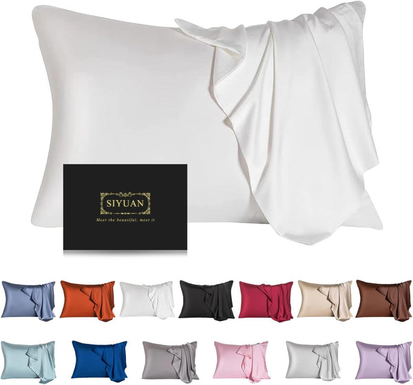 Mulberry Silk Pillowcase for Hair and Skin, Standard Size Cooling Silk Pillow Case with Hidden Zipper