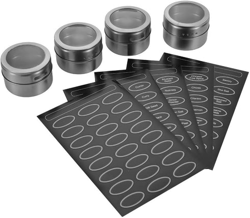 Sanvcomy 12 120 Powerful Magnetic Spice Tins- Stainless Steel Spice Storage Containers, Kitchen Spice Jars with Clear