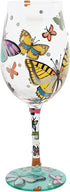 Hand-painted Artisan Wine Glass “Butterflies” by Designs by Lolita, 15 oz.