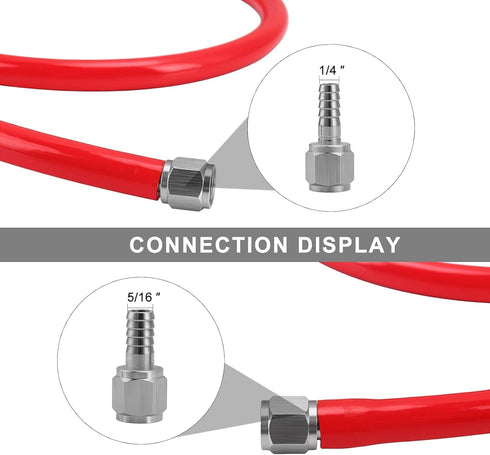 Beer CO2 Gas Line Kit - 10ft PVC Tubing Hose & 4PCS Stainless Steel Hose Clamps for 5/16’’ Barb Ball Lock