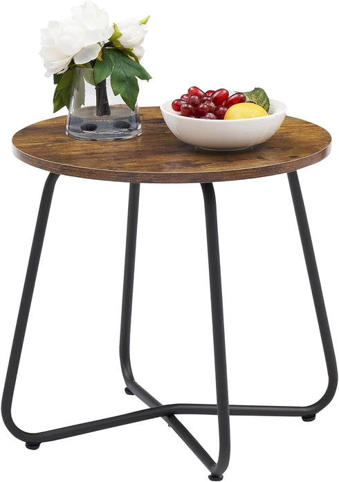 VECELO Patio Outdoor Side Snack Table,Small Round Anti-Rust Metal Style for Garden