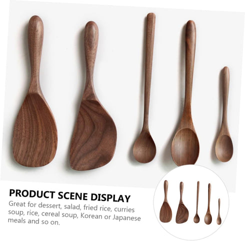 Black Walnut Cutlery Set, Wooden Kitchen Tool, Cooking Utensils, Rice Spoon, Honey Spoon, Japanese-style Child Scoop