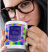 3dRose Happy 95Th Birthday Balloons with Purple Banner Two Tone Mug, 11 oz, Black