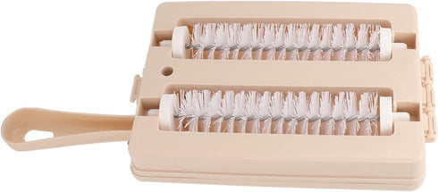 Carpet Floor Sweeper Manual with Horsehair, Dual Rotating System & 2 Corner Brushes for Cleaning Pet Hair