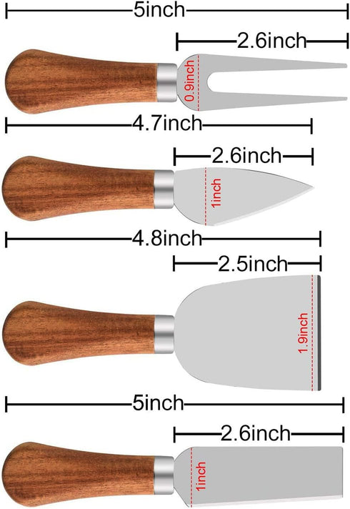 Cheese Knives Set with Wooden Handle,Mini Serving Tongs Spoons Forks Toothpick Flags for Party Christmas by Linwnil