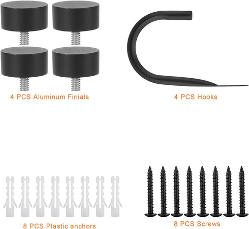 Premium Curtain Holdback, Set of 4 Quality Metal Decorative Holdbacks with Rust-Proof Zinc Alloy Cap Finials