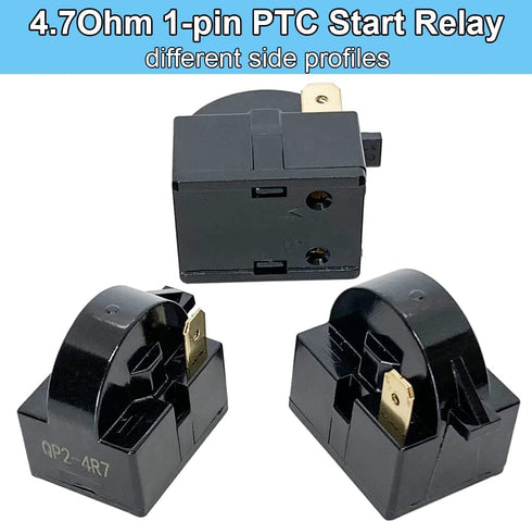 QP2-4.7 /4R7 1 Pin Refrigerator Starter PTC Relay with 6750C-0005P Overload Protector for Kenmore, LG