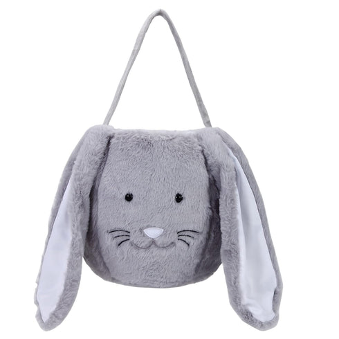 XinblueCo Plush Easter Bunny Basket, Personalized Egg Hunting Tote Bags with Long Plush Ears for Easter Decorations