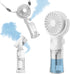 Handheld Fan with Misting Function, Rechargeable Battery Operated Portable Water Fan, 4 Speeds & 360° Foldable (White)