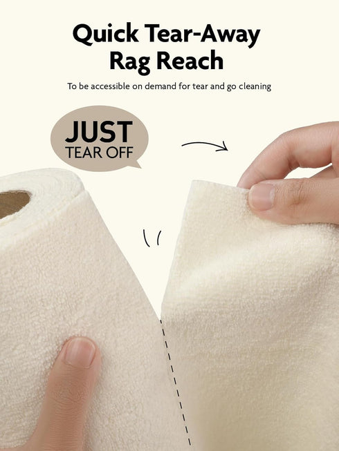 Tear-away Dish Cloth - 40 Sheets - 10'' by 10'', Reusable Washable Kitchen Towel Rolls, Super Absorbent Microfiber Cleaning Cloths (2 Rolls of Beige and MossGreen)