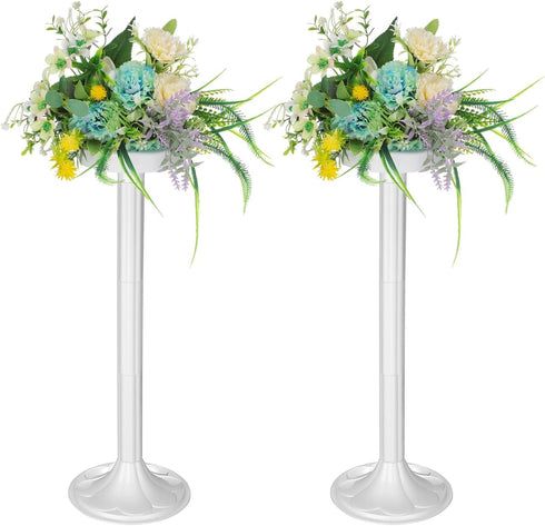 Abaodam 2 Pcs Wedding Flower Stand Roman Pillar, 19.7 Inch White Decorative