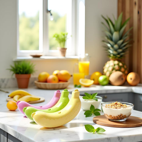 Junfamilee 3Pcs Banana Storage BPA-Free Outdoor Travel Case,Keep Fresh Banana Keeper and Protector, Cute Banana Carrier