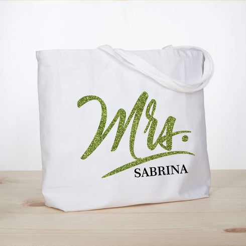 ELEGANTPARK Mrs Bag Personalized Gifts for Wedding Bachelorette Bridal Shower Engagement Party Monogrammed Tote Bags