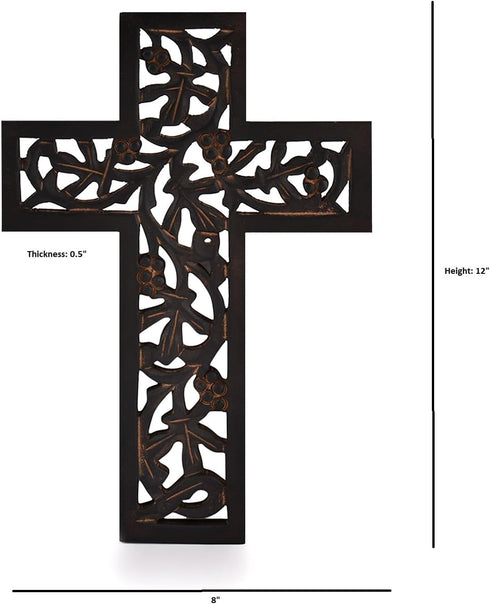 Nirvana Class Wooden Wall Hanging Cross, Handmade Antique Design for Home Living Room Décor Accessory