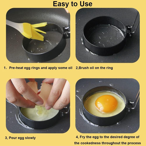 3 inch Mcmuffins, 4 Pack, (4 pack, 3inch) Stainless Steel Egg Rings for Egg Egg Molds for Frying Eggs, Mini Pancakes