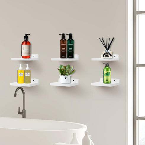 5x6 Inch (6, Small Floating Shelf, Display Ledges for Wall,Mini Shelves,Rustic Wood Shelf for Bedroom Living Room