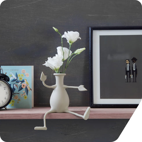 Florino Friendly Flower Vase - Modern Home Décor for Flowers, Unique Gifts by Peleg Design (Stone)
