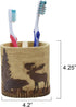 Cozy 4.5" 4.25" 3" BLACK FOREST DECOR - Woodland Moose & Bear Toothbrush Holder - Aged Rustic Bathroom Dcor for Cabin