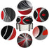 HUXJOKO Coasters for Drinks Set of 6,Modern Red Black Geometric Absorbent Ceramic Coaster,Round