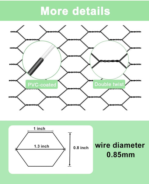 13.7 590 1 inch vensovo Garden Poultry Black Chicken Wire - '' '' Chicken Wire for Crafts, Garden Fence Animal Barrier