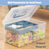 Clear Plastic Arts & Craft Supplies Organizer Box, Large with Removable Tray & Handle, Office Storage (Clear & Ocean
