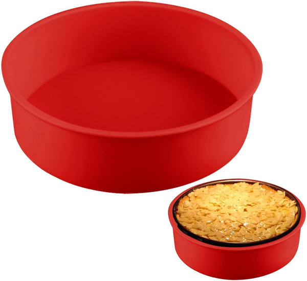 LOQJSS 10inch Round Springform Pan Silicone Cheesecake Protector Water Bath Pan to Prevent Water Entry, Red