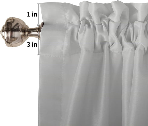 Valance Curtain for Kitchen, Ombre Black Grey Window Valance for Living Room, Rod Pocket Valances for Bedroom