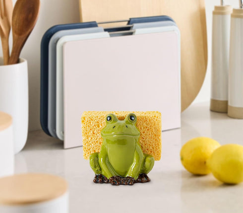 dgudgu Frog Sponge Holder for Kitchen Sink Cute Kitchen Sponge Holder Ceramic Kitchen Sink Sponge Holder Durable Sink