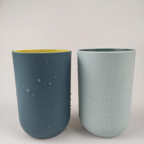 Unbreakable Reusable Drinking Cups Set of 2, Plastic Toothbrush Tumblers 300 ml/10.5 oz, Dishwasher Safe