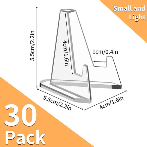 Card Display Stand, 30 Pack Clear Card Stands, Arcylic Card Display, Mini Card Stands for Sports Cards, Sports Card Holder, Graded Card Display (2.2 Inch)