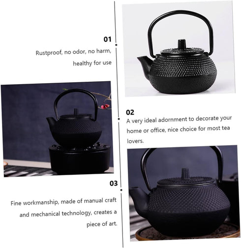 Hemoton Cast Iron Teapot Tea Set, Retro Metal Coffee Kettle for Stove Top, Mini Tea Kettle Optional Iron Kettle