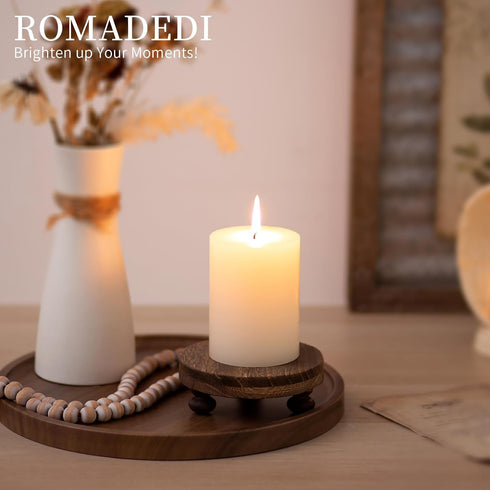 2 Counter Romadedi Farmhouse Wood Riser for Display- pcs Rustic Decor Mini Wooden Pedestal Decorative Round Tray