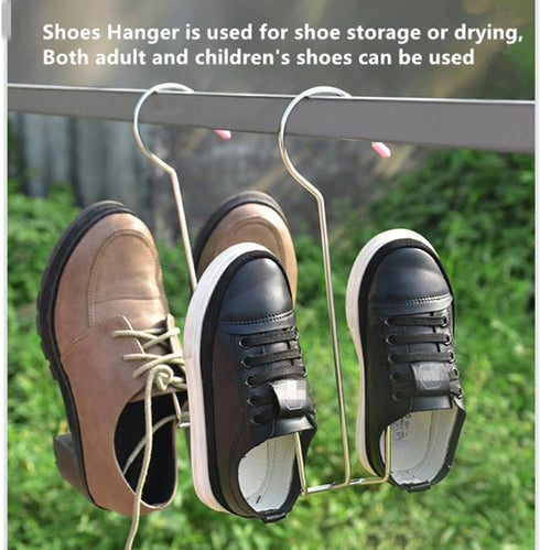 3 Pack Organizer,Closet Stainless Steel Shoes Hanger Drying Rack for Dehumidifying Hanging Leather Shoes,Double Hook