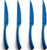 Stainless Steel Steak Knife Set, 4 Pc Blue Knives, Premium Mirror Polished Sharp Serrated Knives Set