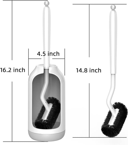 HAMITOR Toilet Bowl Brush Holder Set: 2 Pack with Curved Bristle Toilet Cleaner Scrubber for Deep Cleaning - Hidden RV