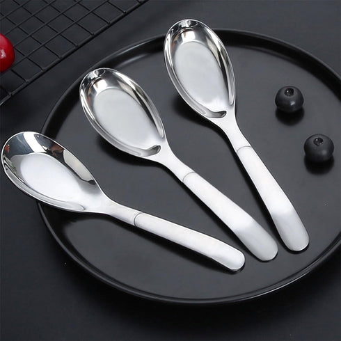 Asian Soup Spoons, Chinese Soup Spoons, Thick Heavy Stainless Steel Soup Spoons, Set of 4 Flat Square Spoon