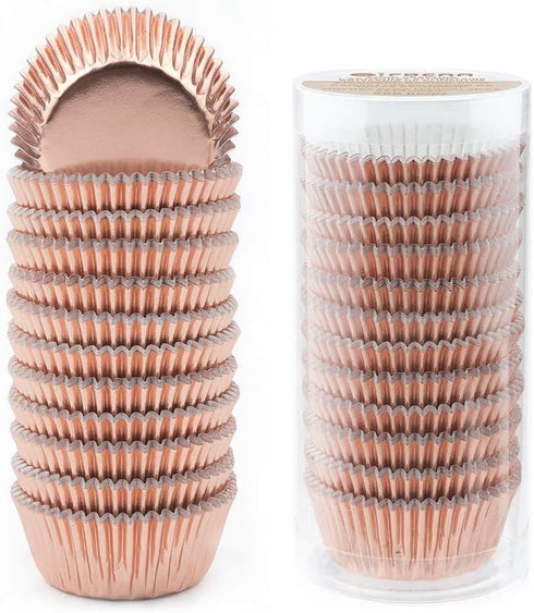 Gifbera Mini Rose Gold Foil Cupcake Liners, Metallic Baking Cups, 300-Count
