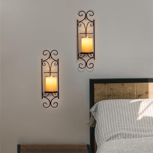 Set 2 Sziqiqi Candle Sconces - of Black Candle Holders for Pillar Contemporary Wall Decorations Sconce Decorative Metal