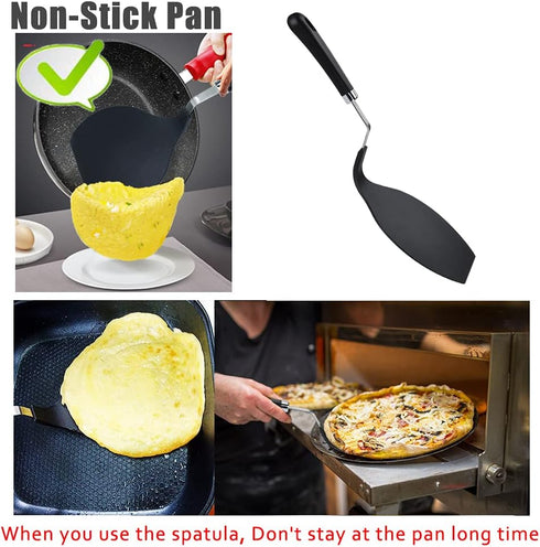 TENTA Kitchen Grip-EZ Premium Chef Series Round Flexible Large Spatula - Heat Resistant, Black