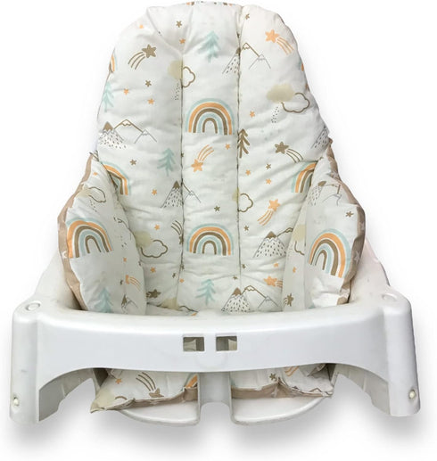 Cushion Washable & Reversible One-Piece Cotton Seat Pad for IKEA High Chair