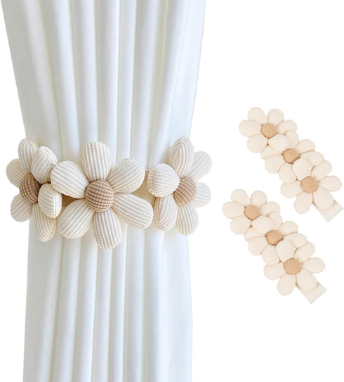 SRG Sunflower Curtain Tiebacks-2 Pack | Daisy Curtain Holdbacks Three Flower |