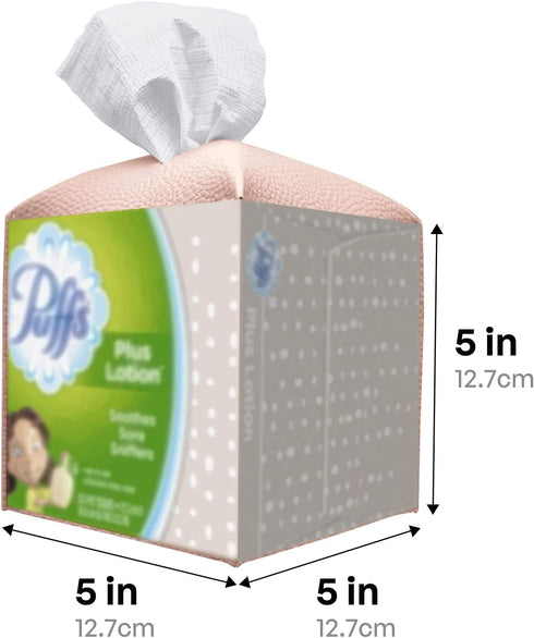 Carrotez Tissue Box Cover, Modern PU Leather Square Holder for Bathroom Vanity Countertop, Night Stands, Rose Pink