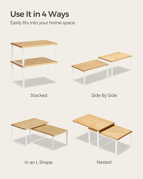 Set 4 Counter UKCS010N01 SONGMICS Cabinet Organizer Shelf, of Kitchen Shelves, Kitchen Storage, Spice Rack, Stackable