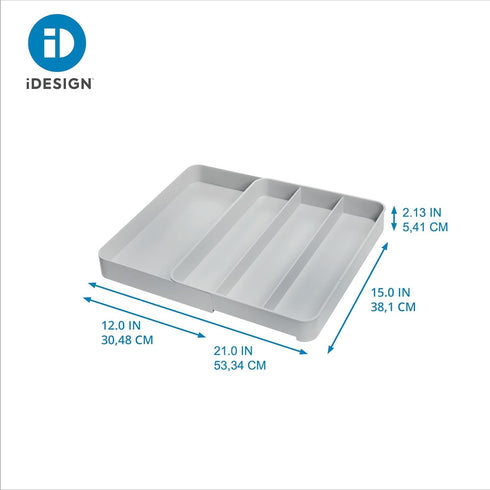 iDesign Eco Recycled Plastic Expandable Drawer Organizer Utensil Tray, Gray by InterDesign